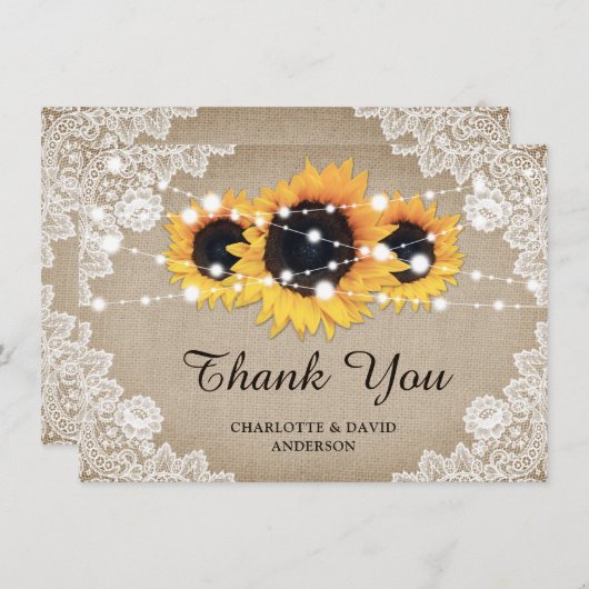 Rustige  Zonnebloem Weddenschap Hartelijk dank Bedankkaart (Voorkant / Achterkant)