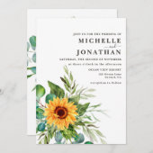 Rustige zonnebloem Weddenschap Uitnodiging tot voo (Voorkant / Achterkant)