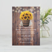 Rustige Zonnebloem Wine Barrel String Lights Weddi Kaart (Staand voorkant)