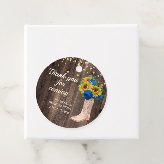 Rustige zonnebloemblauwe Rozen Boots Bedankt Bedankjes Labels (In situ)