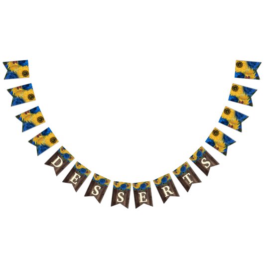 Rustige zonnebloemblauwe Rozen Dessert Table Vlaggetjes (Alle)