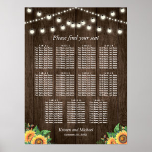 Rustige zonnebloemen 11 Tables Wedding Seating Cha Poster