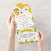 Rustige zonnebloemen Baby shower van zoete honingb All In One Uitnodiging (Afscheurbaar)