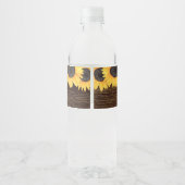 Rustige zonnebloemen Baby shower Waterfles Etiket (Achterkant)