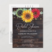 Rustige zonnebloemen Barn Wood Vrijgezellenfeest I Uitnodiging Briefkaart (Voorkant / Achterkant)