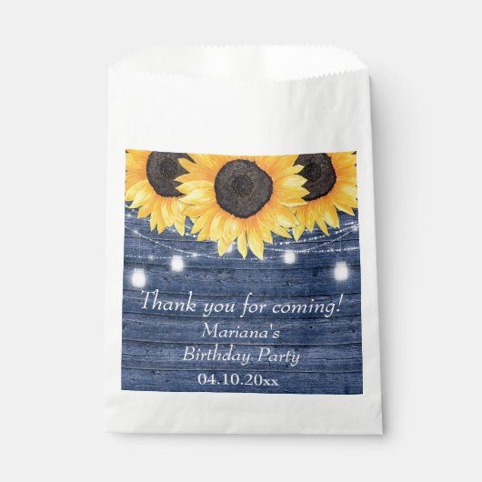 Rustige zonnebloemen Blauwe Birthday Party Bedankzakje (Voorkant)