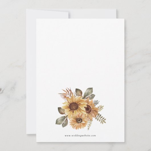Rustige zonnebloemen bruiloft kaart (Achterkant)