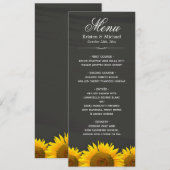 Rustige zonnebloemen Chalkboard Wedding Dinner Men Menu (Voorkant / Achterkant)
