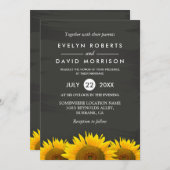 Rustige zonnebloemen Classy Chalkboard Formal Wedd Kaart (Voorkant / Achterkant)
