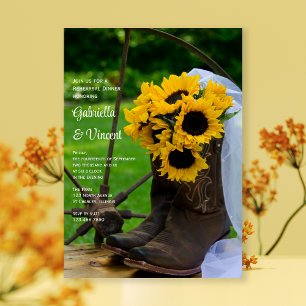 Rustige zonnebloemen Cowboy Boots repesal Dinner Kaart