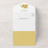 Rustige zonnebloemen Elefant Baby shower All In One Uitnodiging (Buitenkant)