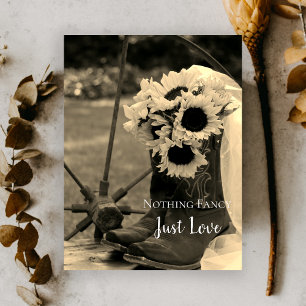 Rustige zonnebloemen en Boots Save the Date Sepia Aankondigingskaart