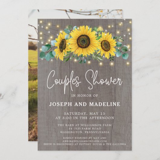 Rustige zonnebloemen en lichte paren — schoeisel i kaart (Voorkant / Achterkant)