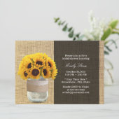 Rustige zonnebloemen en Mason Jar Burlap Vrijgezel Kaart (Staand voorkant)