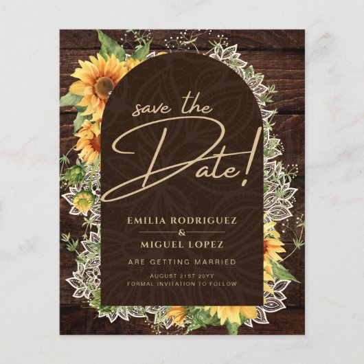 Rustige zonnebloemen en onkruidbestrijding sparen  flyer (Voorkant)