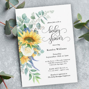 Rustige zonnebloemen en Rozen Baby shower Kaart