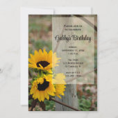 Rustige Zonnebloemen en Wagon Birthday Party Kaart (Voorkant)