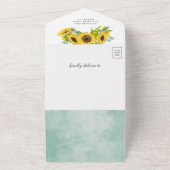 Rustige zonnebloemen Eucalyptus Leaves Baby shower All In One Uitnodiging (Buitenkant)