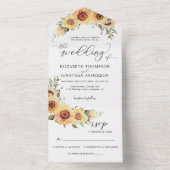 Rustige zonnebloemen Floral Boho Wedding Details R All In One Uitnodiging (Binnen)