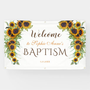 Rustige zonnebloemen Girl Baptism Welkomstteken Spandoek