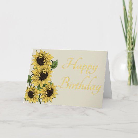 Rustige zonnebloemen Happy Birthday Kaart (Voorkant)