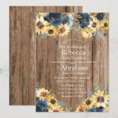 Rustige zonnebloemen Hout Country Weddenschap Kaart (Voorkant / Achterkant)