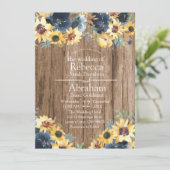 Rustige zonnebloemen Hout Country Weddenschap Kaart (Staand voorkant)