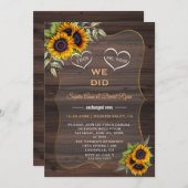 Rustige zonnebloemen Hout Elopement Reception Kaart (Voorkant / Achterkant)