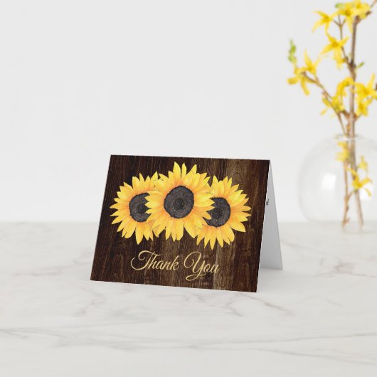 Rustige zonnebloemen Hout Hartelijk dank Kaart (Gele Bloem)