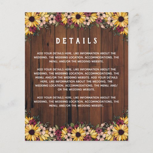 Rustige zonnebloemen Houtkorrel 2 in 1 budget brui (Achterkant)