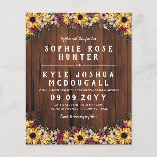 Rustige zonnebloemen Houtkorrel 2 in 1 budget brui (Voorkant)