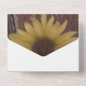 Rustige zonnebloemen Houtkorrelig All In One Uitnodiging (Achterkant)