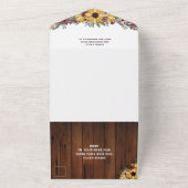 Rustige zonnebloemen Houtkorrelig All In One Uitnodiging (Buitenkant)