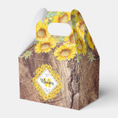 Rustige zonnebloemen Houttextuur Bedankdoosjes (Voorkant Zijde)