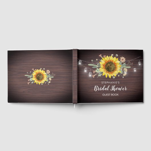 Rustige zonnebloemen Jar Lights Vrijgezellenfeest Gastenboek (Volledig)