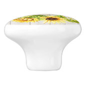 Rustige zonnebloemen keramische knop (Zijkant)