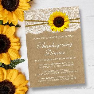 Rustige Zonnebloemen Kraft & Thanksgiving van kant Kaart