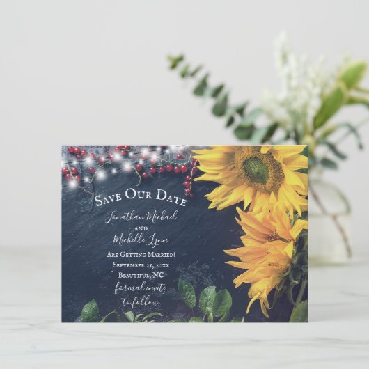 Rustige zonnebloemen, laat, licht sparen onze datu kaart (Staand voorkant)