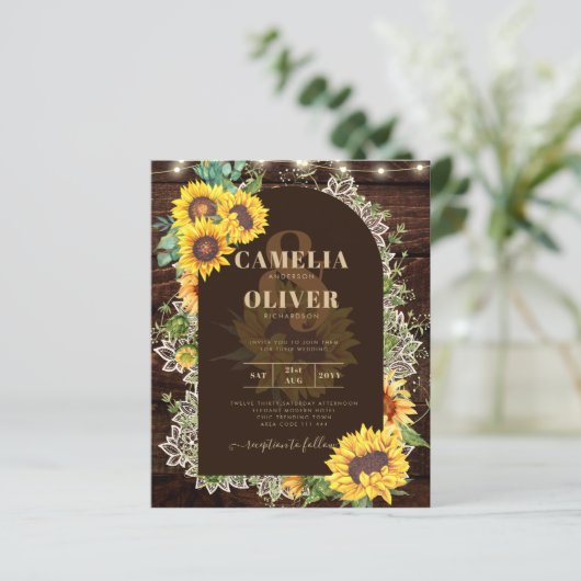 Rustige zonnebloemen Lace Lights Arch Summer Wedde (Staand voorkant)