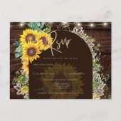 Rustige zonnebloemen Lace Lights Arch Summer Wedde Briefkaart (Voorkant)