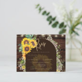 Rustige zonnebloemen Lace Lights Arch Summer Wedde Briefkaart (Staand voorkant)