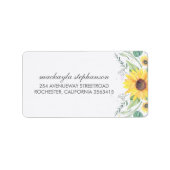 Rustige zonnebloemen Landbruiloft Etiket (Voorkant)