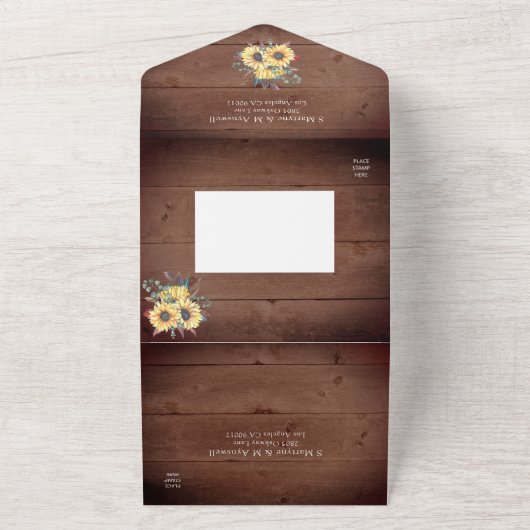 Rustige zonnebloemen lichten eucalyptusfeest all in one uitnodiging (Buitenkant)