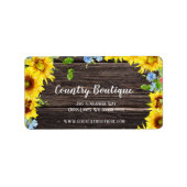 Rustige zonnebloemen op het etiket van het houten  (Voorkant)