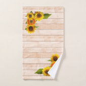 Rustige zonnebloemen op hout bad handdoek (Handdoek)