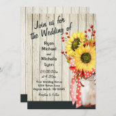 Rustige zonnebloemen op hout in één bruiloft kaart (Voorkant / Achterkant)