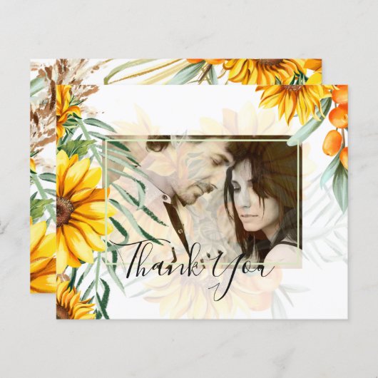 Rustige zonnebloemen Pampas Grass Wedding (Voorkant / Achterkant)