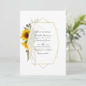 Rustige zonnebloemen QR-code RSVP Bohemiaans huwel Kaart (Staand voorkant)