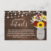 Rustige zonnebloemen Rozen Mason Jar Wedding Detai Informatiekaartje (Voorkant)