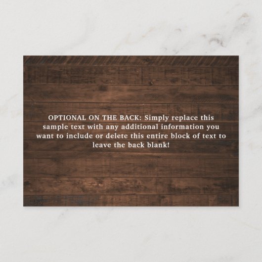 Rustige zonnebloemen Rozen Mason Jar Wedding Detai Informatiekaartje (Achterkant)